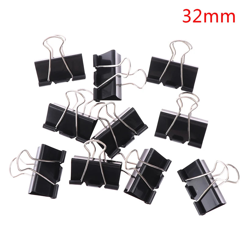 Black Metal Binder Clips - 10 Pack