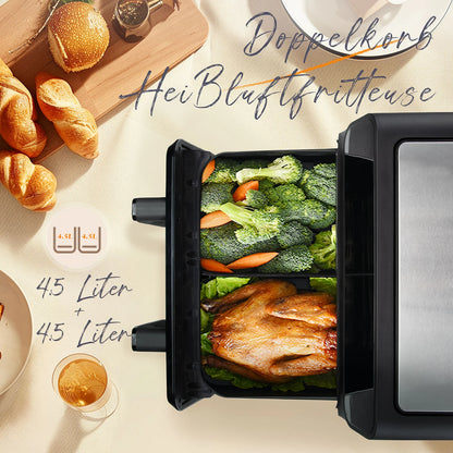 9L Dual Basket Air Fryer - 2200W