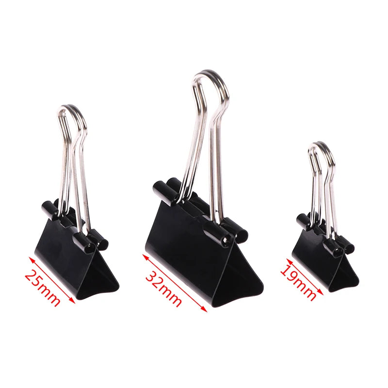 Black Metal Binder Clips - 10 Pack