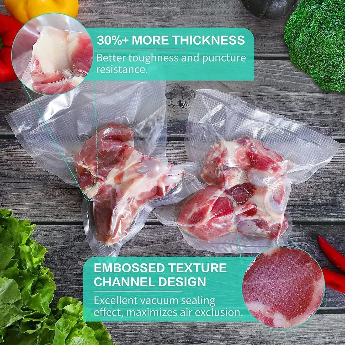 Vacuum Food Storage Bags - Pack of 50