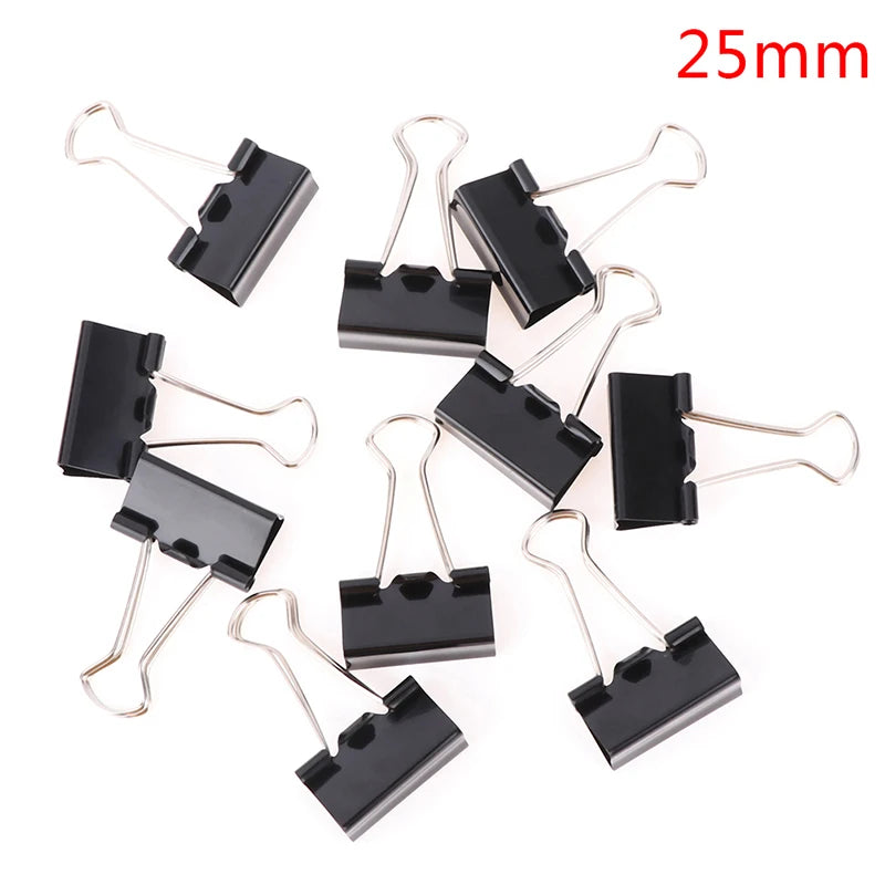 Black Metal Binder Clips - 10 Pack